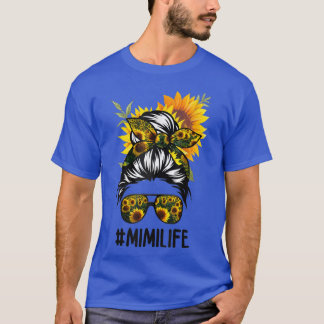 Mimi Life Messy Hair Bun Sunflower Women Mother's T-Shirt