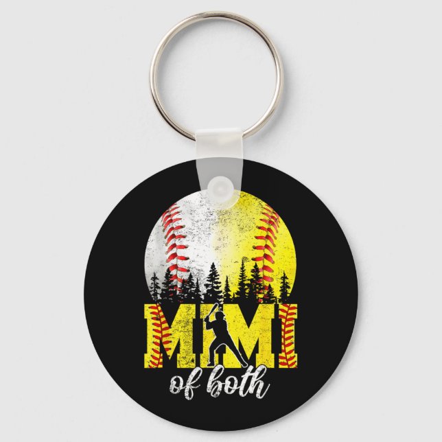 Mimi of Both Baseball Softball Mimi Mothers Day Key Ring (Front)
