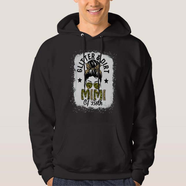Mimi Of Both Messy Bun Leopard Camo Bleached Mothe Hoodie (Front)