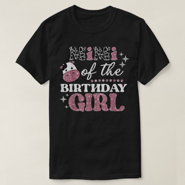 Mimi Of The Birthday For Girl Cow Farm Birthday Co T-Shirt (Design Front)
