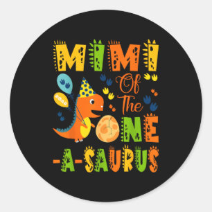 Mimi of the one-a-saurus 1st birthday dinosaur classic round sticker