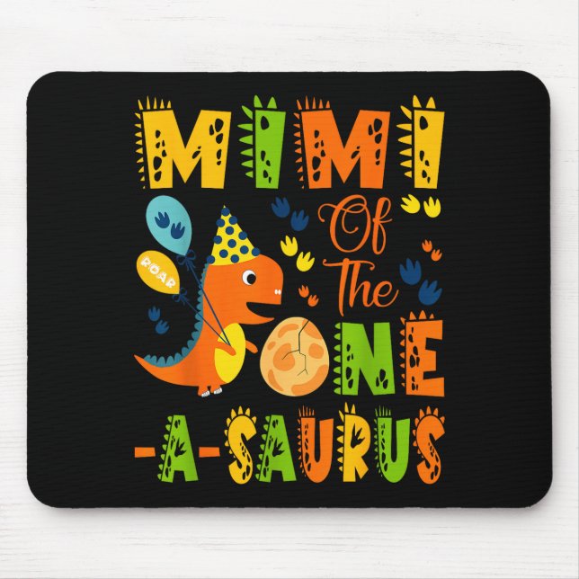 Mimi of the one-a-saurus 1st birthday dinosaur mouse pad (Front)