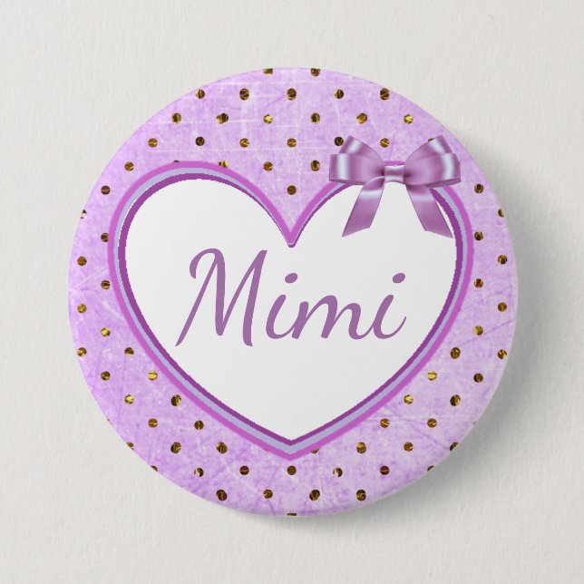 Mimi Purple Baby Shower Button (Front)
