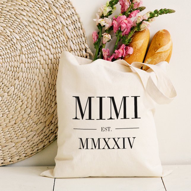 Mimi Roman Numeral Year Established Tote Bag (Creator Uploaded)