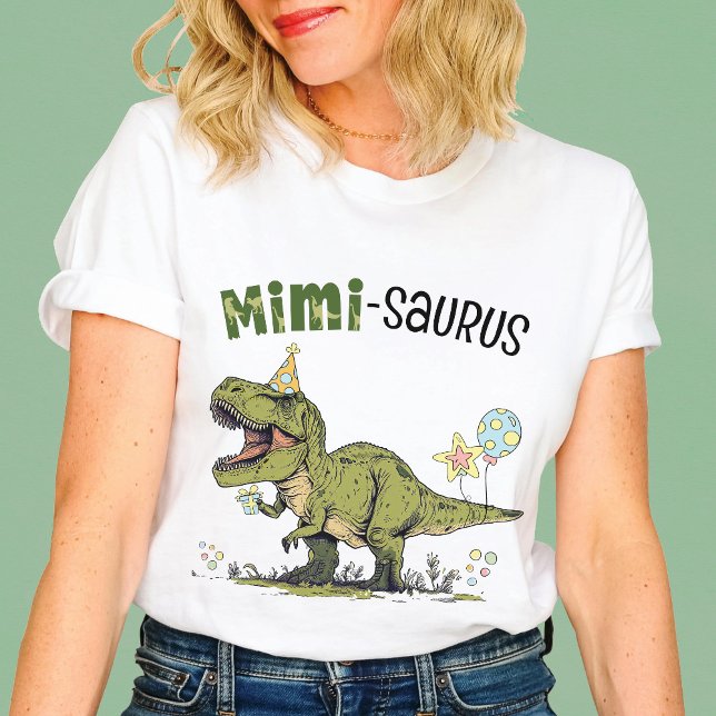 Mimi-saurus Dinosaur Theme Fun Kids Birthday Party T-Shirt (Cute Mimi-saurus dinosaur theme kids birthday party matching family t-shirt, T-Rex, grandma 3-Rex )