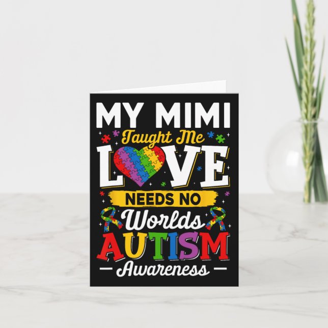 Mimi Taught Me Love Needs No Words Funny Autism  Card (Front)