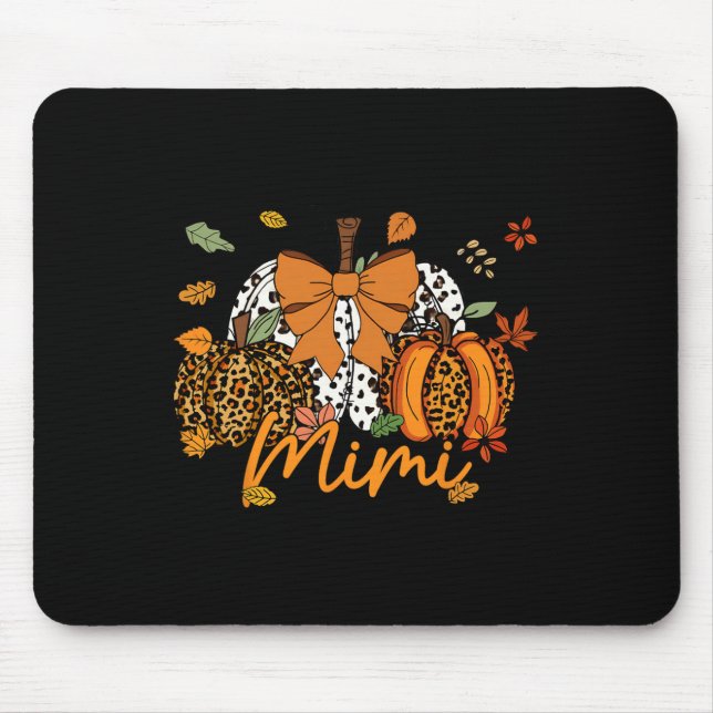 Mimi Thanksgiving Leopard Pumpkin Coquette Bow Mum Mouse Pad (Front)