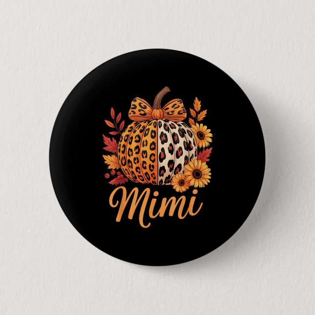 Mimi Thanksgiving Leopard Pumpkin Sunflower Coquet 6 Cm Round Badge (Front)