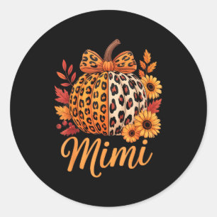 Mimi Thanksgiving Leopard Pumpkin Sunflower Coquet Classic Round Sticker