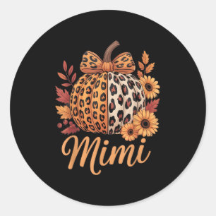 Mimi Thanksgiving Leopard Pumpkin Sunflower Coquet Classic Round Sticker