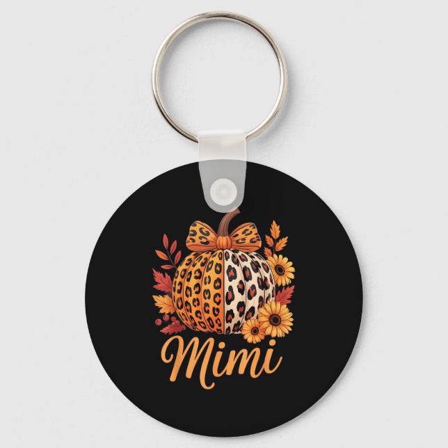 Mimi Thanksgiving Leopard Pumpkin Sunflower Coquet Key Ring (Front)