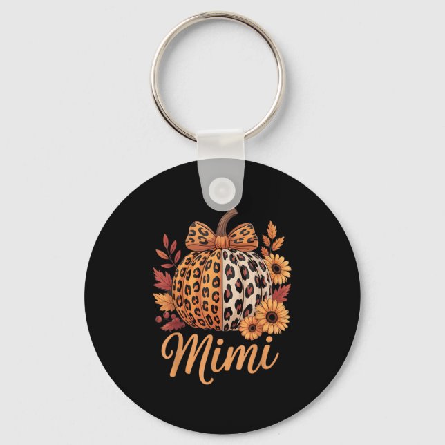 Mimi Thanksgiving Leopard Pumpkin Sunflower Coquet Key Ring (Front)