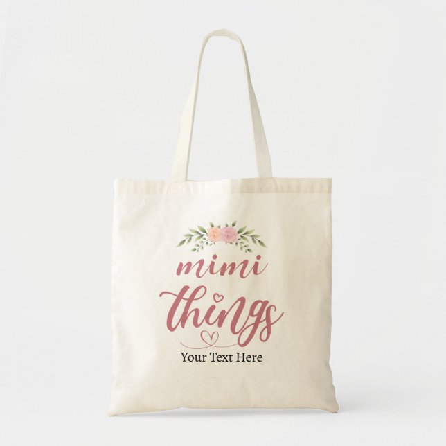 Mimi Things Custom Floral Gift from Grandkids Tote Bag (Front)