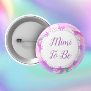 Mimi To Be Baby Shower Pink & Purple 6 Cm Round Badge