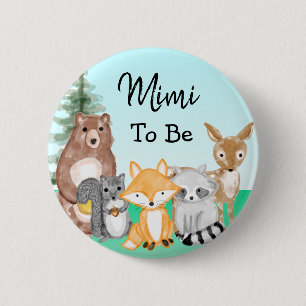 Mimi To Be Woodland Creatures Baby Shower 6 Cm Round Badge