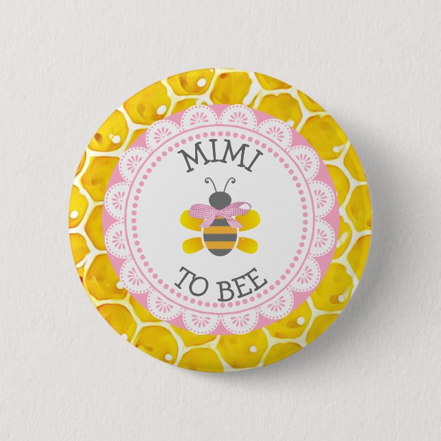 Mimi to Bee Baby Shower Button (Front)