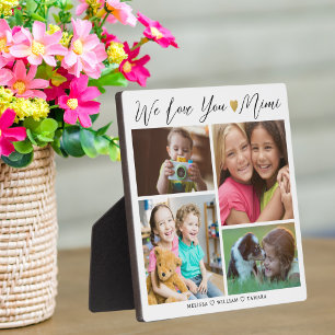 Mimi We Love You   Grandkids 4 Photo Collage Plaque