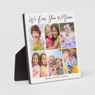 Mimi We Love You Grandkids Names 6 Photo Collage Plaque