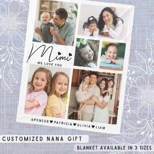 Mimi We Love You Grandkids Names Photo  Collage Fleece Blanket