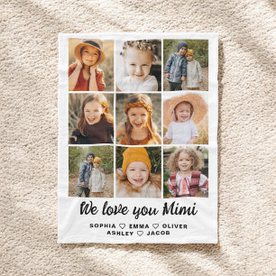 MiMi We Love you Hearts Modern Photo Collage Fleece Blanket