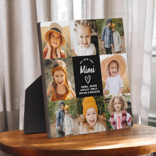 Mimi We Love You Hearts Modern Photo Collage Plaque