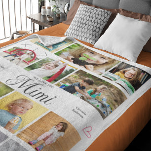 Mimi We Love You Personalised Hearts Fleece Blanket