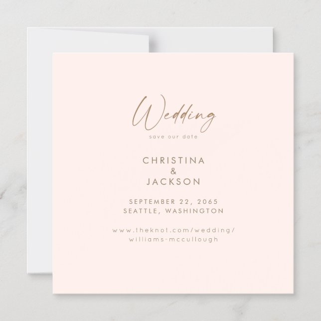 Mimimalist Blush Modern Wedding Save the Date Magnetic Invitation (Front)