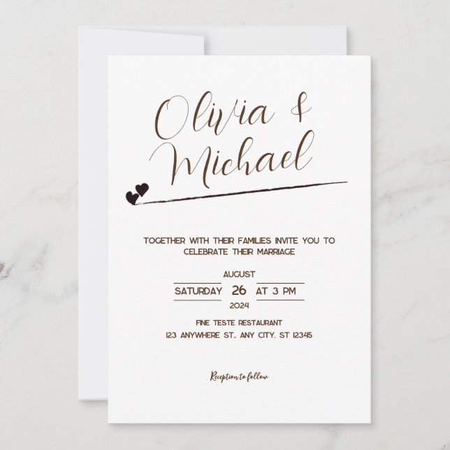 Mimimalist, elegant Wedding Invitation (Front)