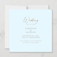 Mimimalist Icy Blue Modern Wedding Save the Date