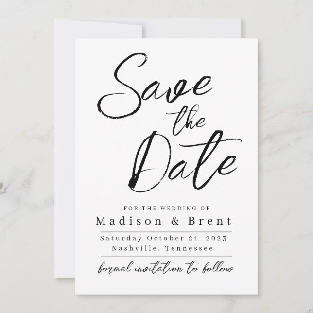 Mimimalist Simple Non Photo Wedding Annoucement Save The Date (Front)