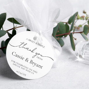 Miminal Modern Black and White Wedding Thank You Classic Round Sticker