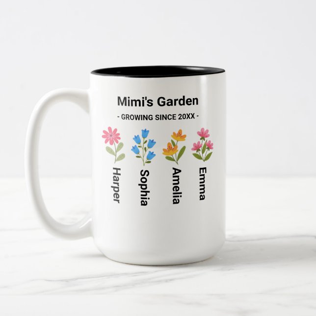 Mimis Garden Mug with Birth Month Flowers (Left)