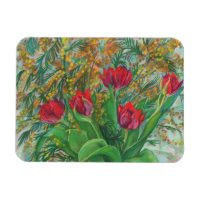 Mimosa and Tulips, Spring Flowers, Floral Painting