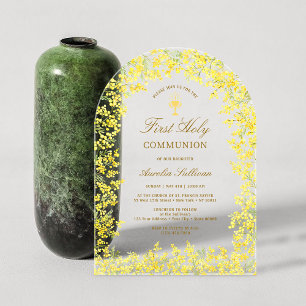Mimosa Arch First Communion Acrylic Invitations