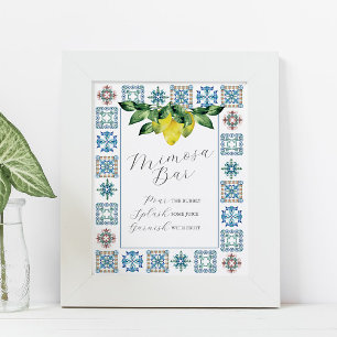 Mimosa Bar Blue & Yellow Lemons Poster