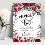 Mimosa Bar Bridal Shower Party Poster<br><div class="desc">Elegant yet modern boho style floral wedding MIMOSA BAR SIGN.  Bouquet of watercolor flowers in burgundy,  red,  marsala,  wine,  merlot,  navy blue and blush pink colours.   Perfect for fall / autumn wedding.  Easy to  edit - personalise with your text.  See collection.</div>