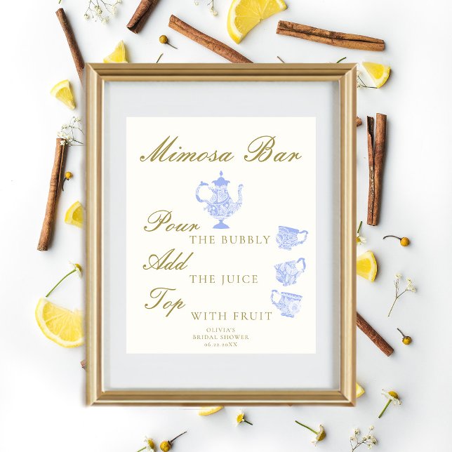 Mimosa Bar Bridal Tea China Set Blue White Lace Poster (Creator Uploaded)