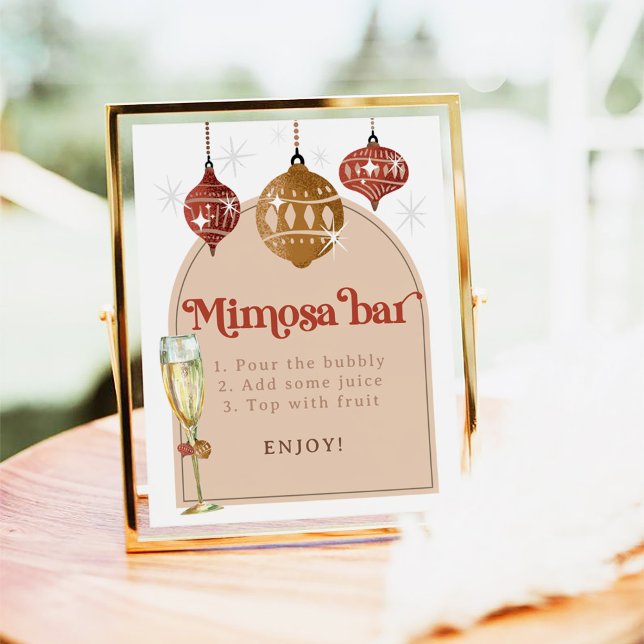 Mimosa Bar Bubbly Retro Bauble Christmas Bridal Poster (Creator Uploaded)