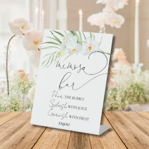 Mimosa Bar Elegant white orchid bridal shower sign