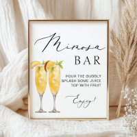 Mimosa Bar Minimal Modern Calligraphy Wedding Sign