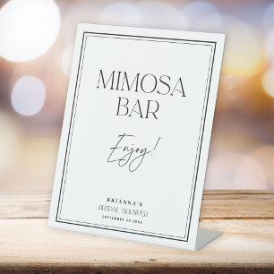 Mimosa Bar Modern Black & White Bridal Shower Pedestal Sign