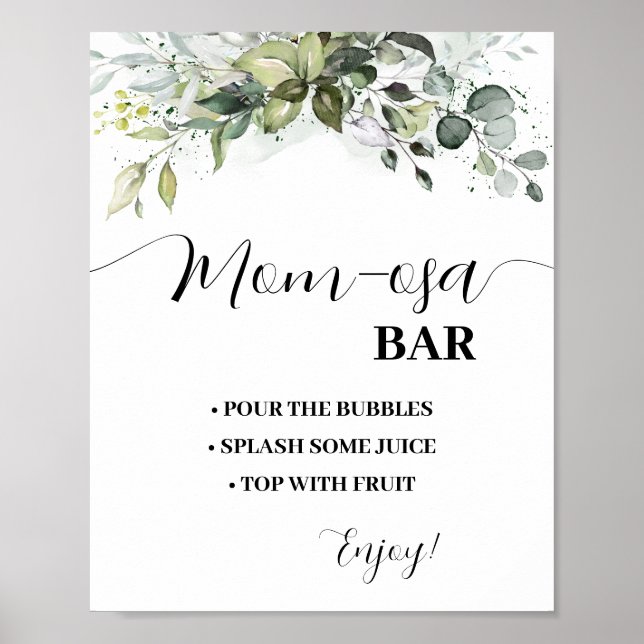 Mimosa Bar Momosa Bar Greenery Baby Shower Sign (Front)