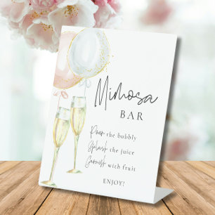 Mimosa Bar Pink & Blue Balloon Gender Reveal Pedestal Sign