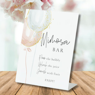 Mimosa Bar Pink & Blue Balloon Gender Reveal Pedestal Sign