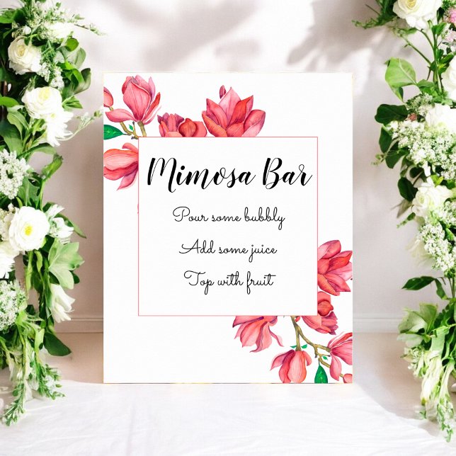 Mimosa Bar Pink White Wedding Floral Poster (Creator Uploaded)