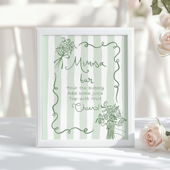 Mimosa bar Sage green Whimsical bridal shower Poster (Creator Uploaded)