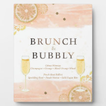 Mimosa Bar Sign – Peach Watercolor Brunch & Bubbly