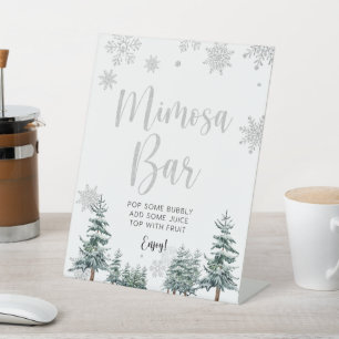 Mimosa Bar sign, silver winter sign