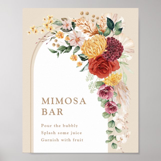 Mimosa Bar Tropical Boho Floral Sign (Front)