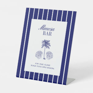 Mimosa Bar Vintage Navy Beach Bachelorette Pedestal Sign